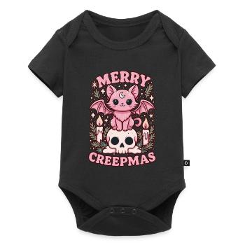 Crâne de Noël gothique pastel de chat Merry Creepmas - Body à manches courtes Premium Bébé - noir - Devant