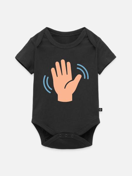 Winken-Hand Symbol Grafik - Baby Premium Kurzarmbody - Schwarz