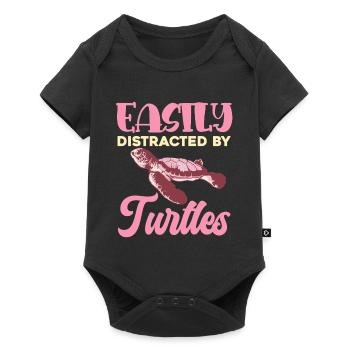 Leicht abgelenkt von Schildkröten - Baby Premium Kurzarmbody - Schwarz - Vorne