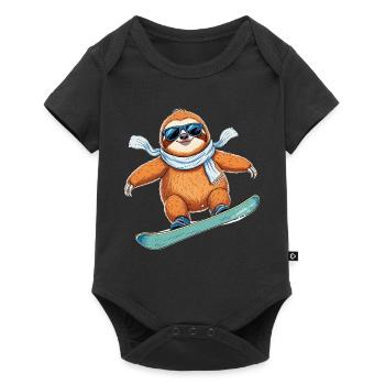 Snowboard Paresseux Hiver Cool Drôle de dessin animé - Body à manches courtes Premium Bébé - noir - Devant