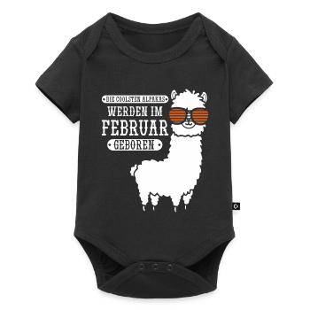 February Birthday Alpaca Saying Funny - Baby Premium short-sleeve bodysuit - black - Front