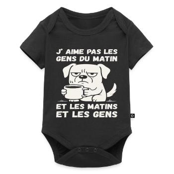 J' Aime Pas Les Gens Du Matin Humour Chien Café  - Body à manches courtes Premium Bébé - noir - Devant