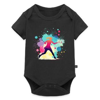 Tennis, Tennisspielerin Frau, Tennisgrafik - Baby Premium Kurzarmbody - Schwarz - Vorne
