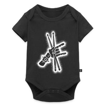 Schlagzeug Drummer Jungen Herren Schlagzeuger - Baby Premium Kurzarmbody - Schwarz - Vorne