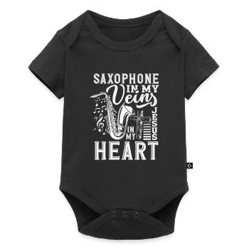 Saxophone dans mes veines Saxophoniste du cœur - Body à manches courtes Premium Bébé - noir - Devant