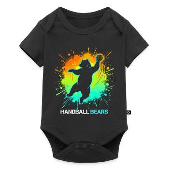 Motif de handball pour enfants animaux sportifs - Body à manches courtes Premium Bébé - noir - Devant