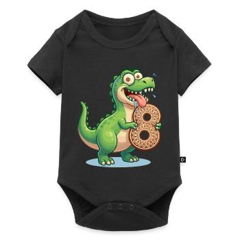 Dino 8 anniversaires cadeau drôle et mignon pour enfants 8 ans - Body à manches courtes Premium Bébé - noir - Devant