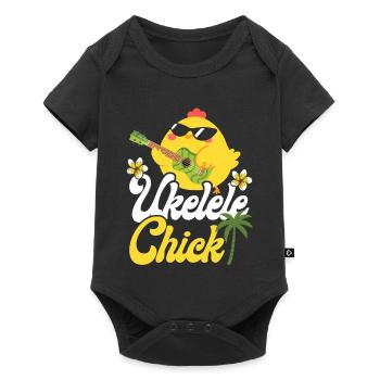 Hawaiian Ukulele Uke Chicken Girl - Baby Premium Kurzarmbody - Schwarz - Vorne