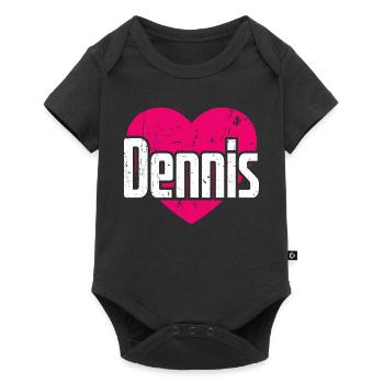 I Love Dennis Pinkes Herz Ich liebe Dennis - Baby Premium Kurzarmbody - Schwarz - Vorne