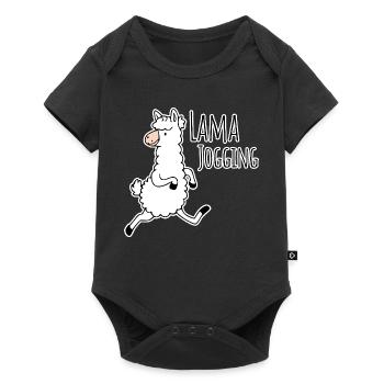 Llama jogging - funny llama goes jogging, join in - Baby Premium short-sleeve bodysuit - black - Front