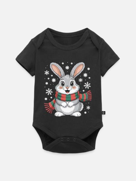 Winterhase mit Schal - Baby Premium Kurzarmbody - Schwarz