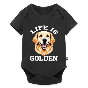 La vie est en or : Golden Retriever - Body à manches courtes Premium Bébé - noir - Devant