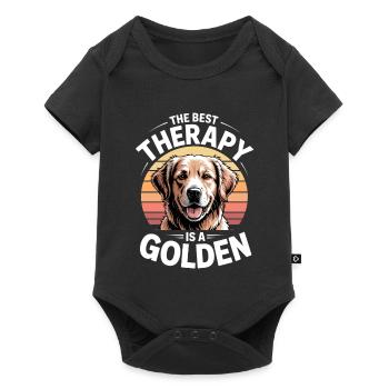 Motif du chien de thérapie doré - Body à manches courtes Premium Bébé - noir - Devant