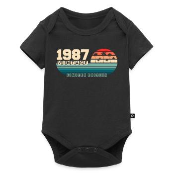 38. Geburtstag 1987 Vintage 1987 Retro Sunset - Baby Premium Kurzarmbody - Schwarz - Vorne