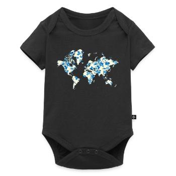 Carte du monde Fleurs Bleues - Body à manches courtes Premium Bébé - noir - Devant