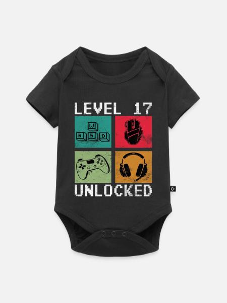 Level 17 Unlocked Retro Gamer - Baby Premium Kurzarmbody - Schwarz