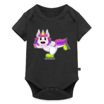 Einhorn Eislaufen Schlittschuhe Wintersport - Baby Premium short-sleeve bodysuit - black - Front