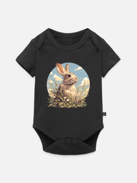 Hasen Hase - Baby Premium Kurzarmbody - Schwarz
