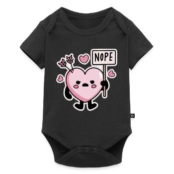 Kawaii Herz Nope Schild Anti Valentinstag - Baby Premium Kurzarmbody - Schwarz - Vorne