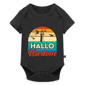Holidays on Usedom Baltic Sea HELLO USEDOM Funny - Baby Premium short-sleeve bodysuit - black - Front