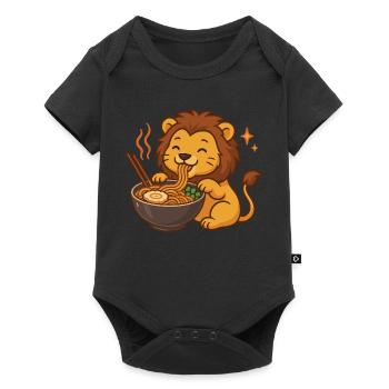 Lion with noodles ramen kawaii lion - Baby Premium short-sleeve bodysuit - black - Front