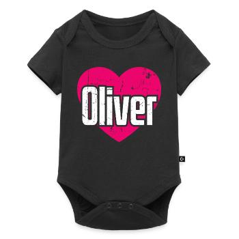 I Love Oliver Pink Heart I Love Oliver - Baby Premium short-sleeve bodysuit - black - Front