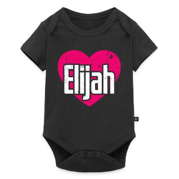 I Love Elijah Pinkes Herz Ich liebe Elijah - Baby Premium Kurzarmbody - Schwarz - Vorne