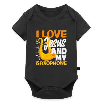 I Love Jesus and My Saxophone Saxophonist - Baby Premium short-sleeve bodysuit - black - Front