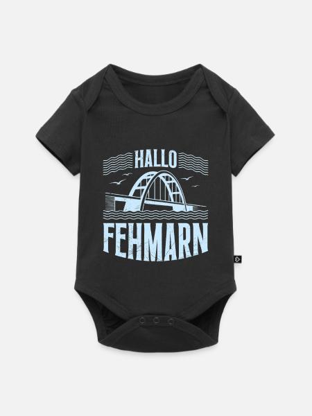 Fehmarn Souvenier HALLO FEHMARN Ostsee Lustig - Baby Premium Kurzarmbody - Schwarz