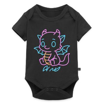Neon Rainboat Dragon in Neon Lines - Baby Premium short-sleeve bodysuit - black - Front
