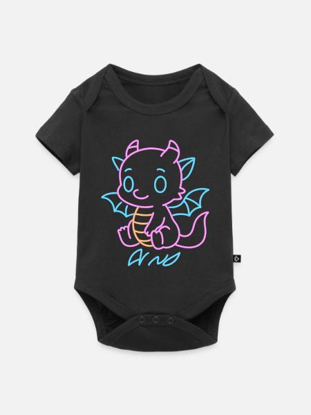 Neon-Regenboot-Drache in Neon Lines - Baby Premium Kurzarmbody - Schwarz