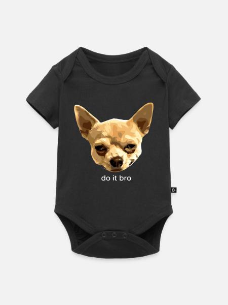 Chihuahua portret hond motief doe het bro grappig - Premium babyrompertje met korte mouwen  - zwart