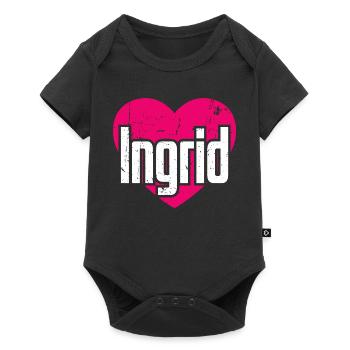 I Love Ingrid Pinkes Herz Ich liebe Ingrid - Baby Premium Kurzarmbody - Schwarz - Vorne