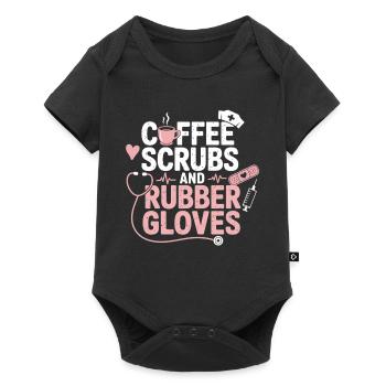 Coffee scrubs and rubber gloves - Baby Premium short-sleeve bodysuit - black - Front