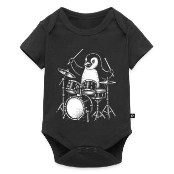 T-shirt Penguin Drummer Line Art - Body à manches courtes Premium Bébé - noir - Devant