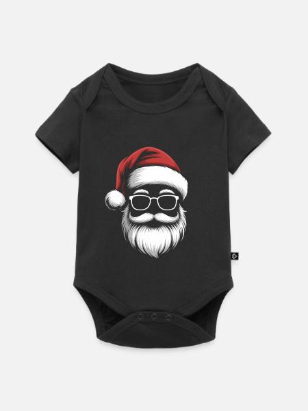 Santa mit Brille und Bart - Baby Premium Kurzarmbody - Schwarz