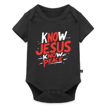 Know Jesus, know peace - Baby Premium short-sleeve bodysuit - black - Front