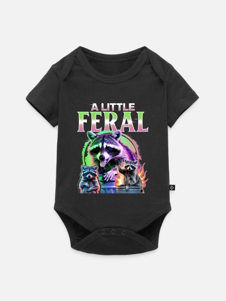 Funny Raccoon - Baby Premium Kurzarmbody - Schwarz