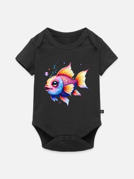 Lebendiger Regenbogenwassermann - Baby Premium Kurzarmbody - Schwarz