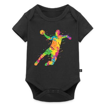 Joueur coloré de handball - Body à manches courtes Premium Bébé - noir - Devant