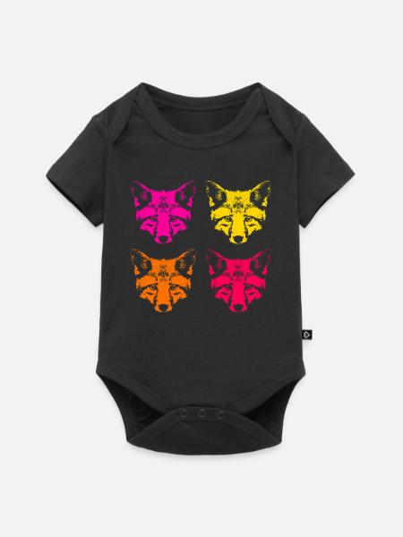 Farbige Füchse - Baby Premium Kurzarmbody - Schwarz