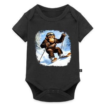 Singe Ski / Singe Skieur - Body à manches courtes Premium Bébé - noir - Devant