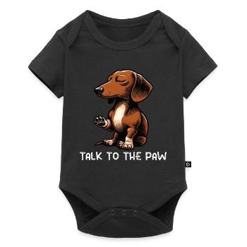 Talk to the Paw Dackel Dackelbesitzer Dackelhalter - Baby Premium Kurzarmbody - Schwarz - Vorne