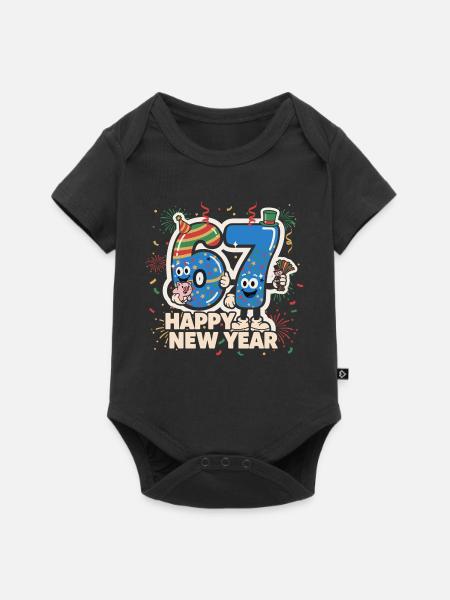 67 Six Seven 6-7 Silvester 2026 Lustig Geschenk - Premium kortærmet baby-body  - sort