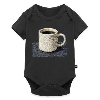 Bestickte Tasse Filterkaffee, langsamer Kaffee (gedruckt) - Baby Premium Kurzarmbody - Schwarz - Vorne