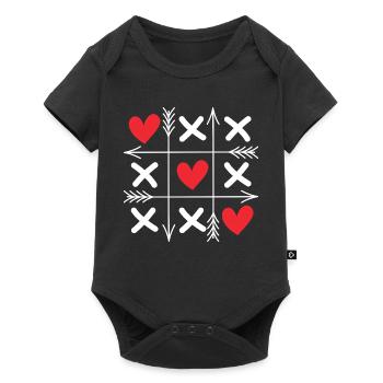Tic-Tac-Toe-Herzen Süße Passende Paare Valentinstag - Baby Premium Kurzarmbody - Schwarz - Vorne
