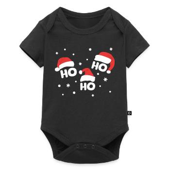 HO HO HO mit Weihnachtsmützen Weihnachtsmann - Baby Premium Kurzarmbody - Schwarz - Vorne