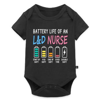 Niveau de batterie d'une sage-femme, d'une infirmière, humour - Body à manches courtes Premium Bébé - noir - Devant