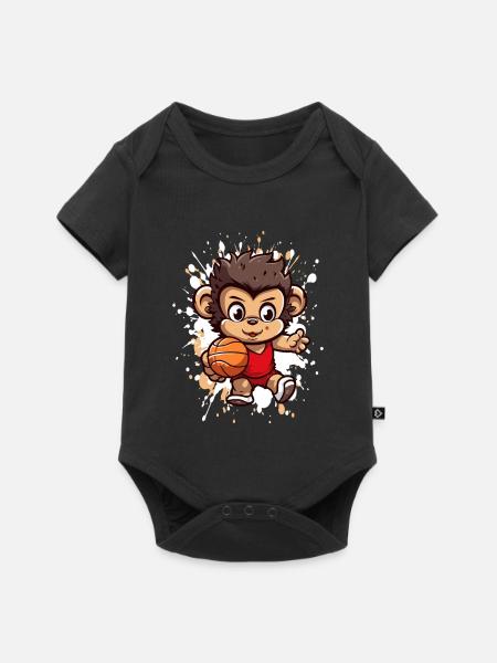 Basketball Affe Streetball - Baby Premium Kurzarmbody - Schwarz