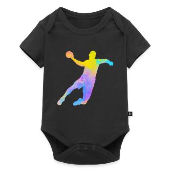 Handball Joueur de Hand Coloré Papa Handballeur  - Body à manches courtes Premium Bébé - noir - Devant